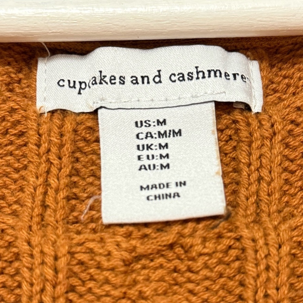 Cupcakes and Cashmere Burnt Orange Brown Cable Knit Sweater Vest Academia - Picture 6 of 7